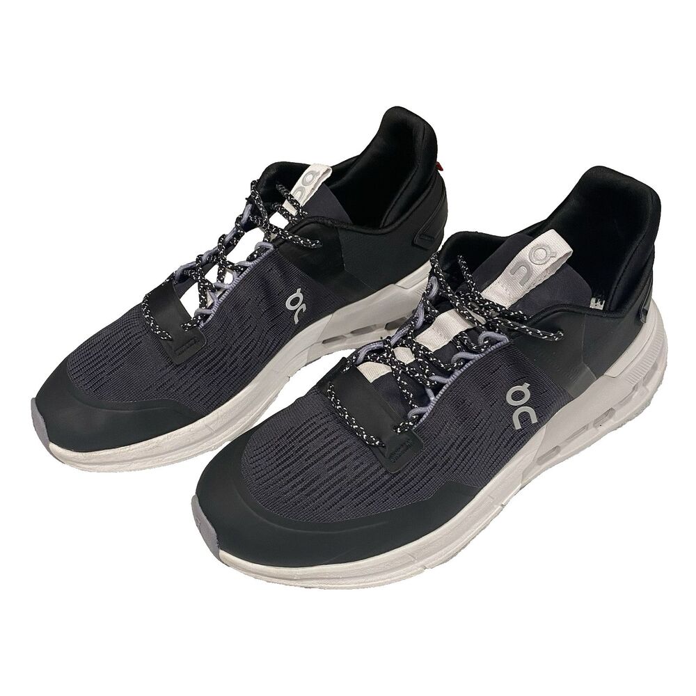 On Cloudnova Flux Womens 8.5 Black Feather Sneakers Running Gym No Insoles